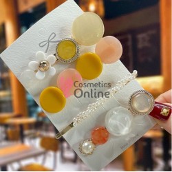 Clema pentru par metalica AGF012CC - Auriu cu Perle si Strasuri, Set 4 bucati